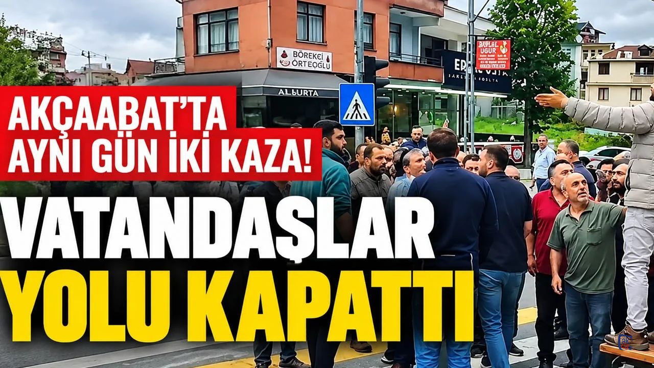 Akçaabat'ta aynı gün iki kaza! Vatandaşlar yolu kapattı