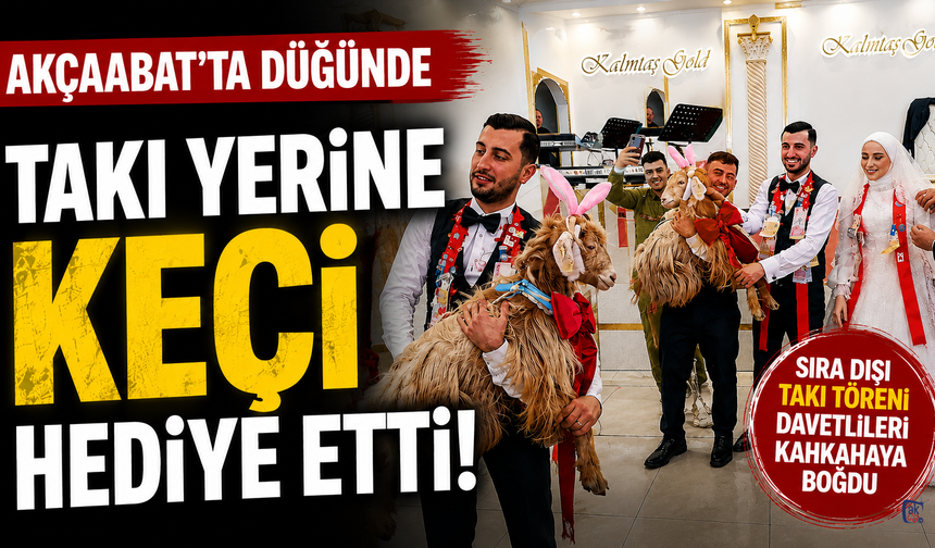 Akçaabat'ta düğünde takı yerine keçi hediye etti